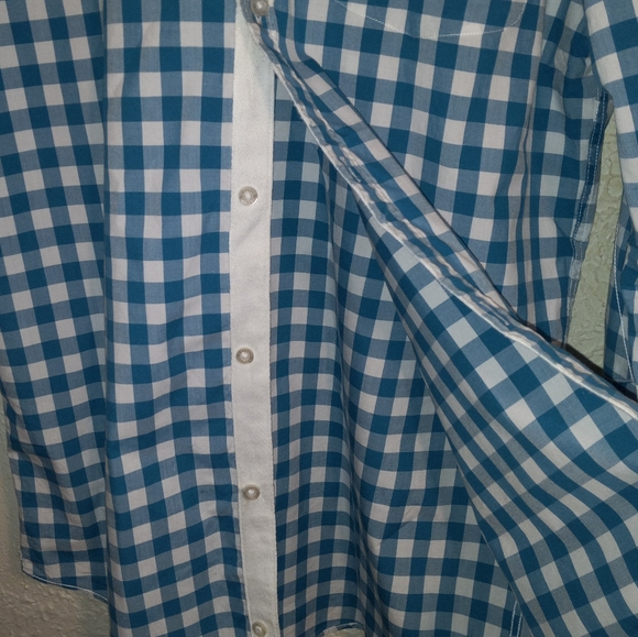 Lacoste Men's Teal Blue & White Checkered Button Down Shirt / M - Picture 8 of 9